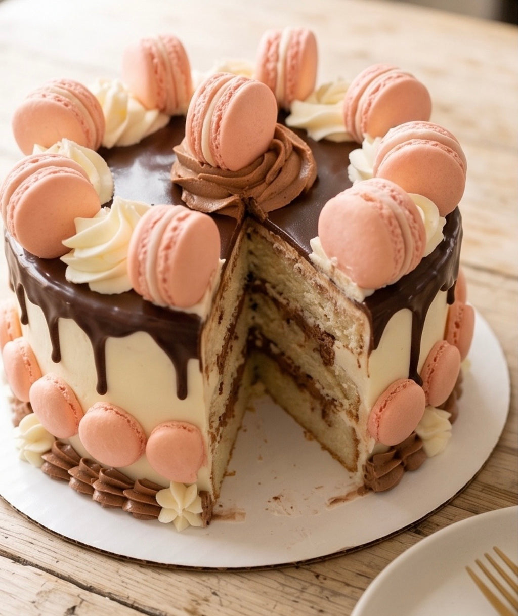 Macaron Chocolate Drip Cake