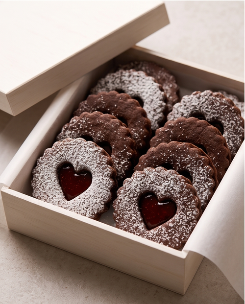Chocolate Linzer Cookies – Strawberry or Raspberry